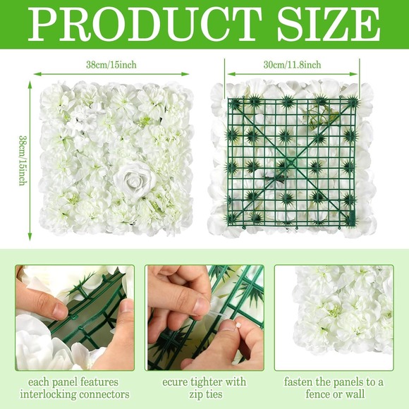 NIB Set of 6 Artificial Wall Decor Backdrop photos 12”x12” Squares Wedding White - Picture 2 of 6